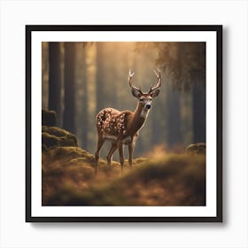 Deer in the forest 1 Art Print