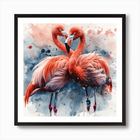 Two Flamingos In Love 1 Art Print