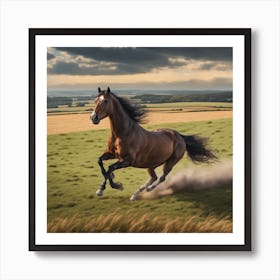 Horse Galloping In A Field Art Print