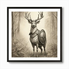 Deer In The Woods 54 Art Print