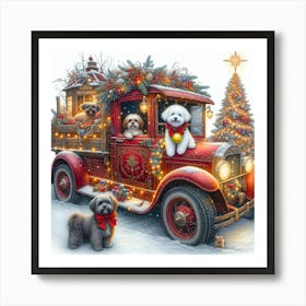 In A Snowy Christmas Village An Old Red Xtnrwry Art Print