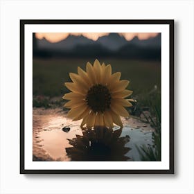 Sunflower At Sunset Art Print