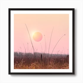 Minimal Sunset In The Forest Square Art Print