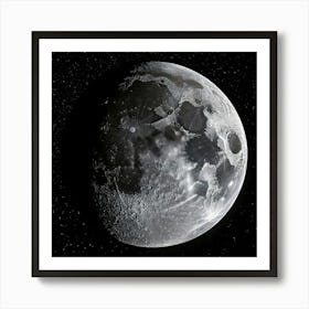 Firefly Moon, View, Below, Star, Satellites, Night, Space, Orbit, Celestial, Astronomy, Sky, Glow, C (8) Art Print