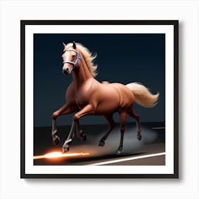 Horse Running At Night Art Print