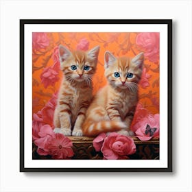 Orange and Kittens Art Print