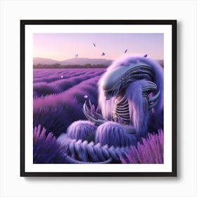 Alien Reflecting In A Lavender Field Art Print
