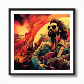 Man Playing A Guitar Art Print