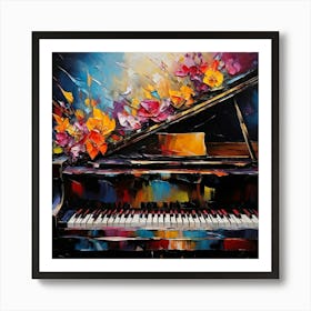 An Ultra High Definition Bohemian Oil Painting Featuring An Abstract Piano Close Up Filled With Vib 766092365 Art Print