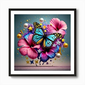 Glitter Splash Of Beautiful Blue And Light Purpl Art Print