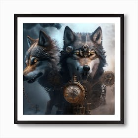 Steampunk Wolf 7 Art Print