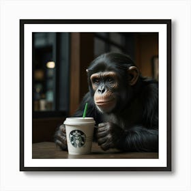 Starbucks Chimp 1 Art Print