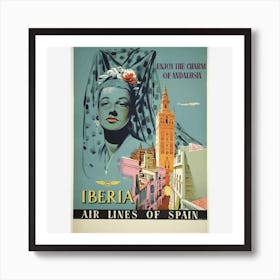 Vintage Travel Poster Andalusia Spain Art Print