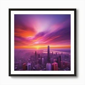 Sunset In City Art Print