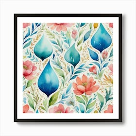 Watercolor Floral Pattern 7 Art Print