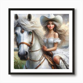 Cowgirl Riding Horse 3 Art Print