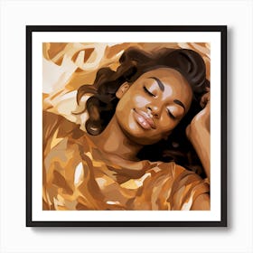 Beautiful African American Woman Sleeping Art Print