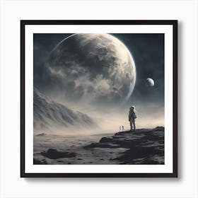 Astronaut On The Moon Art Print