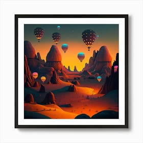 Hot Air Balloons In The Desert Art Print