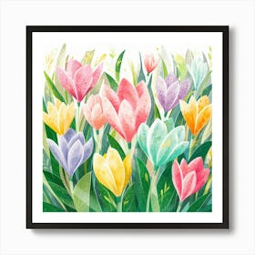 Watercolor Tulips Art Print