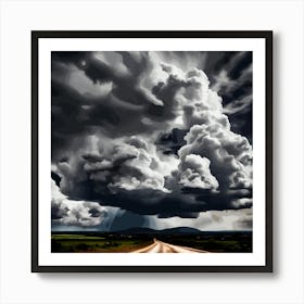 Storm Clouds Over A Dirt Road Art Print