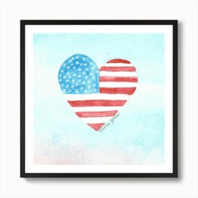 Patriotic Heart America Art Print