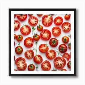 Top View Of Tomatoes On White Background Art Print