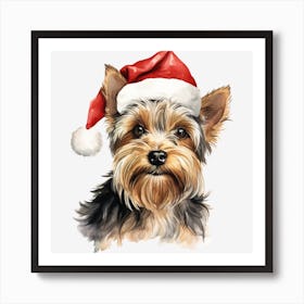 Yorkshire Terrier Santa Hat 1 Art Print