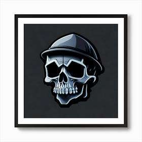 Skull Sticker With A Cap Silver (134) Art Print