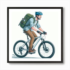 Man Riding A Bike Art Print