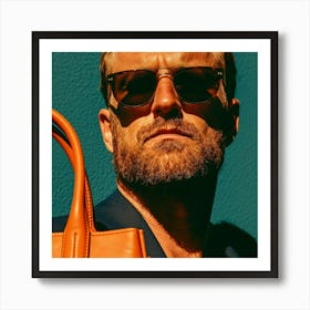 Portrait Of A Man Holding A Bag Art Print