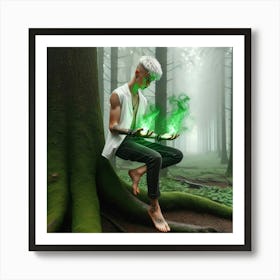 Young Man In The Forest Art Print