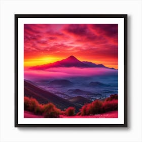 Sunset Over A Mountain Art Print