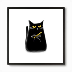 Black Cat With Yellow Eyes Art Print