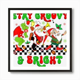 Stry Groovy And Bright Merry Christmas Santa Claus Winter Art Print