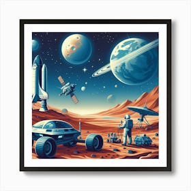 Astronauts on Mars. Art Print