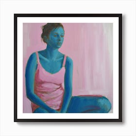 Deconstructed Blue And Pink Figure 1 Art Print