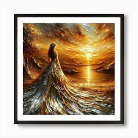 Sunset Woman In A Dress Art Print