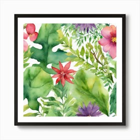 Watercolor Floral Pattern 7 Art Print