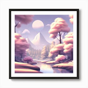 Pink Trees In The Forest Art Print