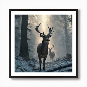 Deer In The Woods 22 Art Print