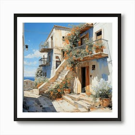 Aegean Village 1 Art Print