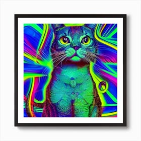 Psychedelic Cat 4 Art Print
