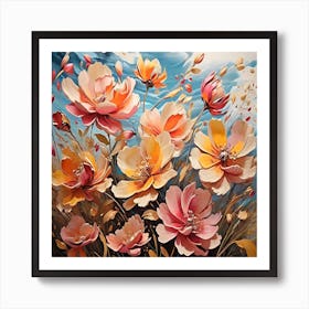 Beautiful Watercolor Flowers In The Sky Art Print