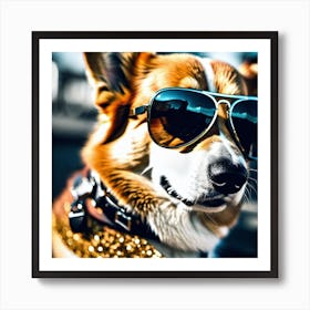 Corgi Wearing Sunglasses 15 Art Print