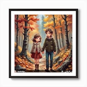 Couple In The Woods Art Print