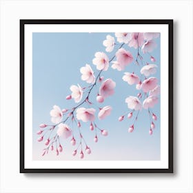 "Serenity in Blossom"  Delicate cherry blossoms in pastel pinks sway gently against a soft blue sky, capturing the tranquil essence of spring.  Discover the peaceful allure of 'Serenity in Blossom', where each petal tells a story of renewal. This serene composition invites a breath of fresh air into any space, perfect for those seeking a touch of spring's gentle beauty year-round. Art Print