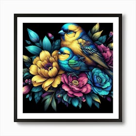 Birds And Flowers Art Print