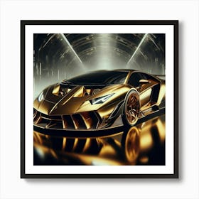 Golden Lamborghini 35 Art Print