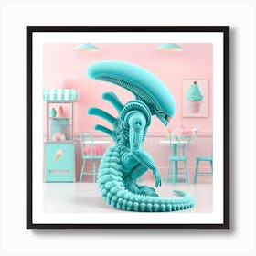 Alien In Ice Cream Parlor 1 Art Print